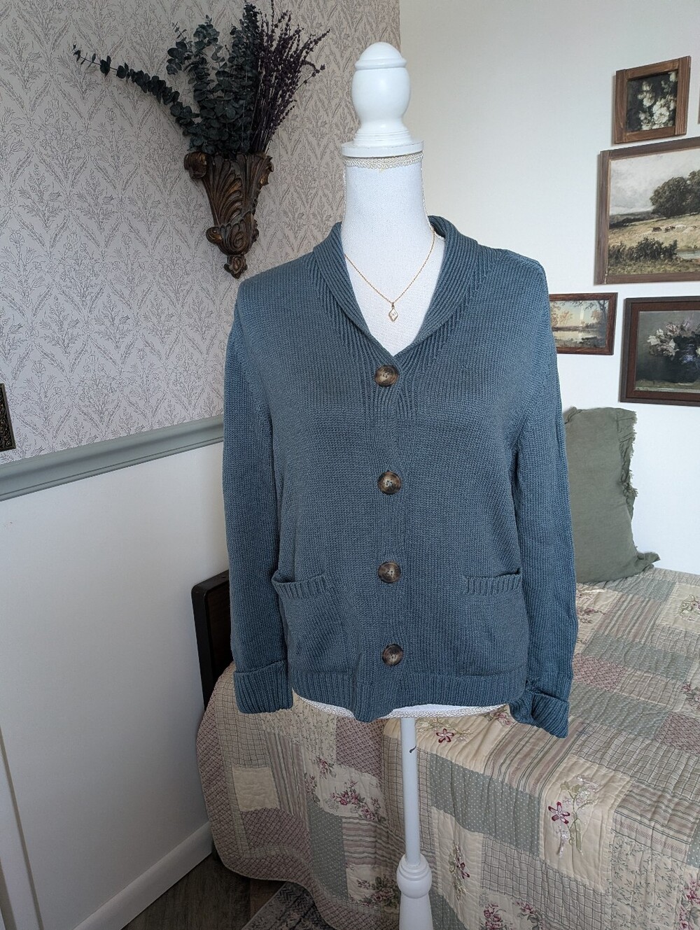 Lorena Antoniazzi Italy 100% Virgin Wool Shawl Collar Cardigan 46